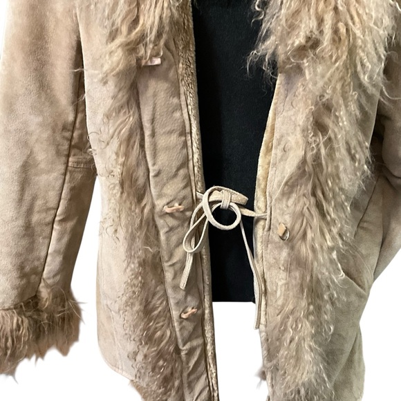 VNTG XOXO Brand 90s Penny Lane Genuine Suede Leather and Fur Coat - Picture 7 of 15